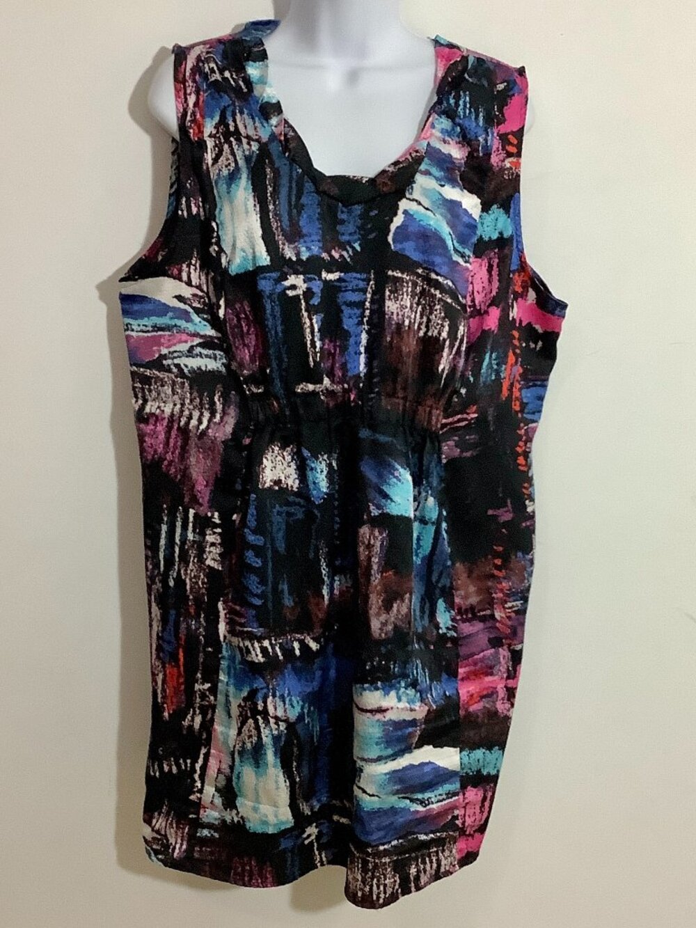 Lane Bryant Dress /Tunic  Sz 18 Sleeveless Round Neck Colorful Relaxed Artistic
